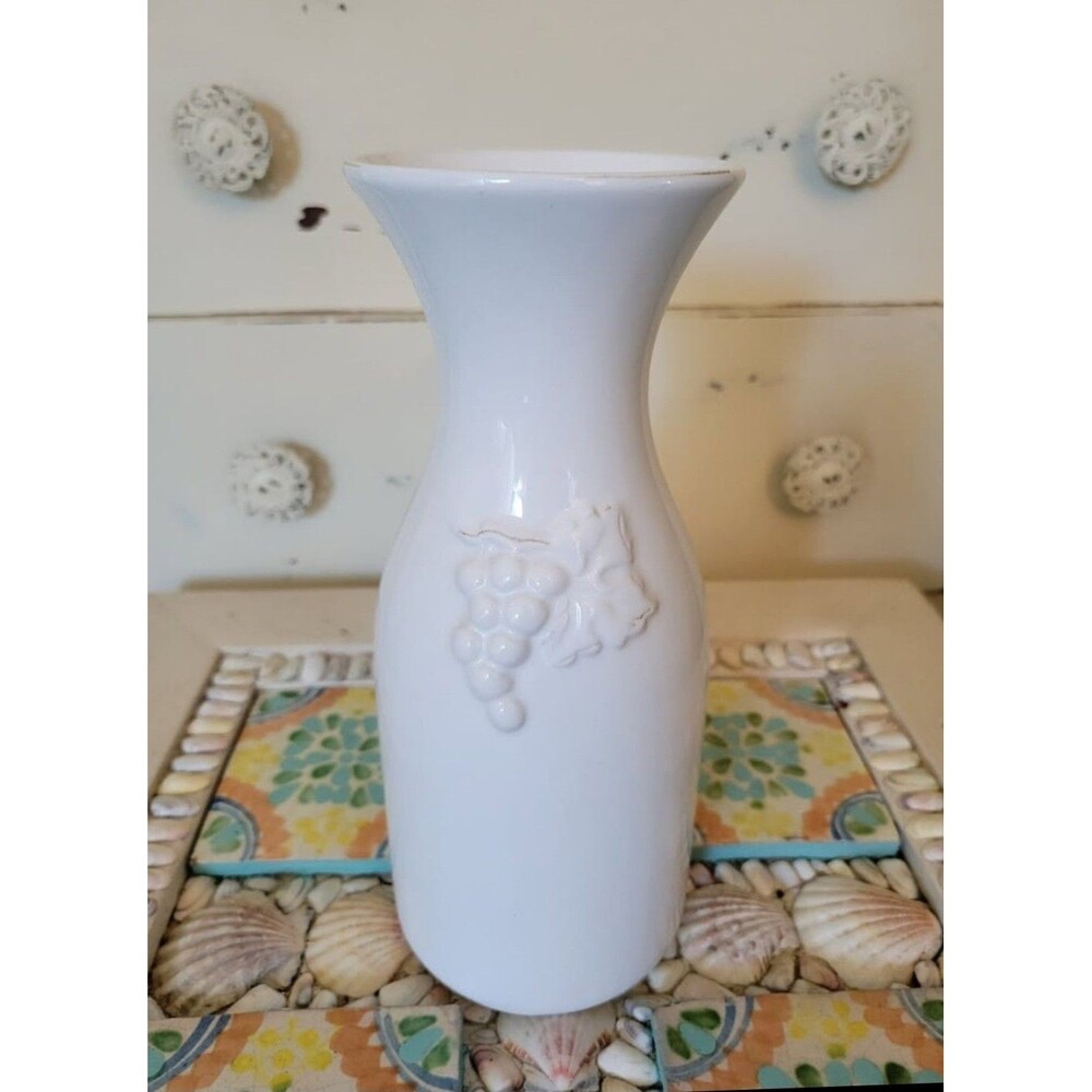 World Market Grape Embossed Ceramic Decanter - Made in Italy - 1990's